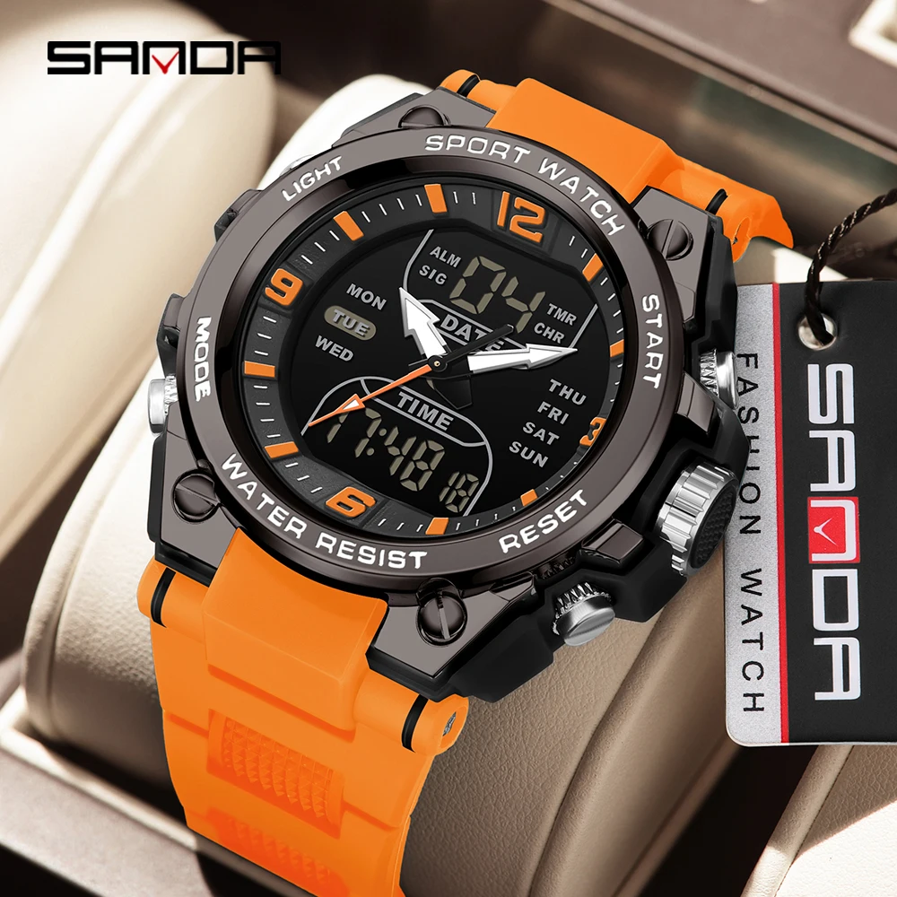 Il nuovo orologio elettronico per studenti 6252 di SANDA per sport all'aria aperta, impermeabile multifunzionale, dovrebbe essere un orologio elettronico da uomo a LED