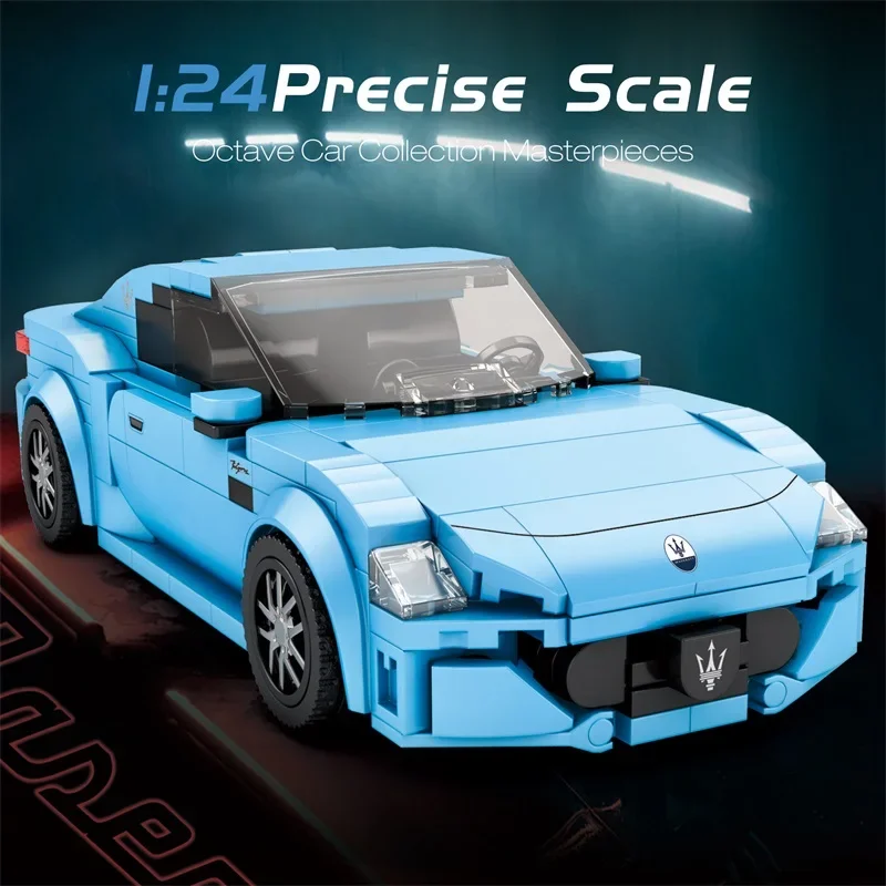 384PCS Maserati Blue Sports Car Building Blocks Classic City Racing Model Bricks Desktop Decoration Puzzle Toys Holiday Gifts