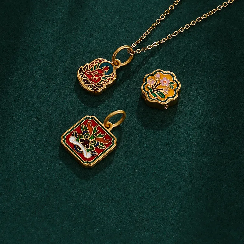 Handmade DIY Material Accessories Small Drop Enamel Color Pendant Accessories Ancient Gold Pendant