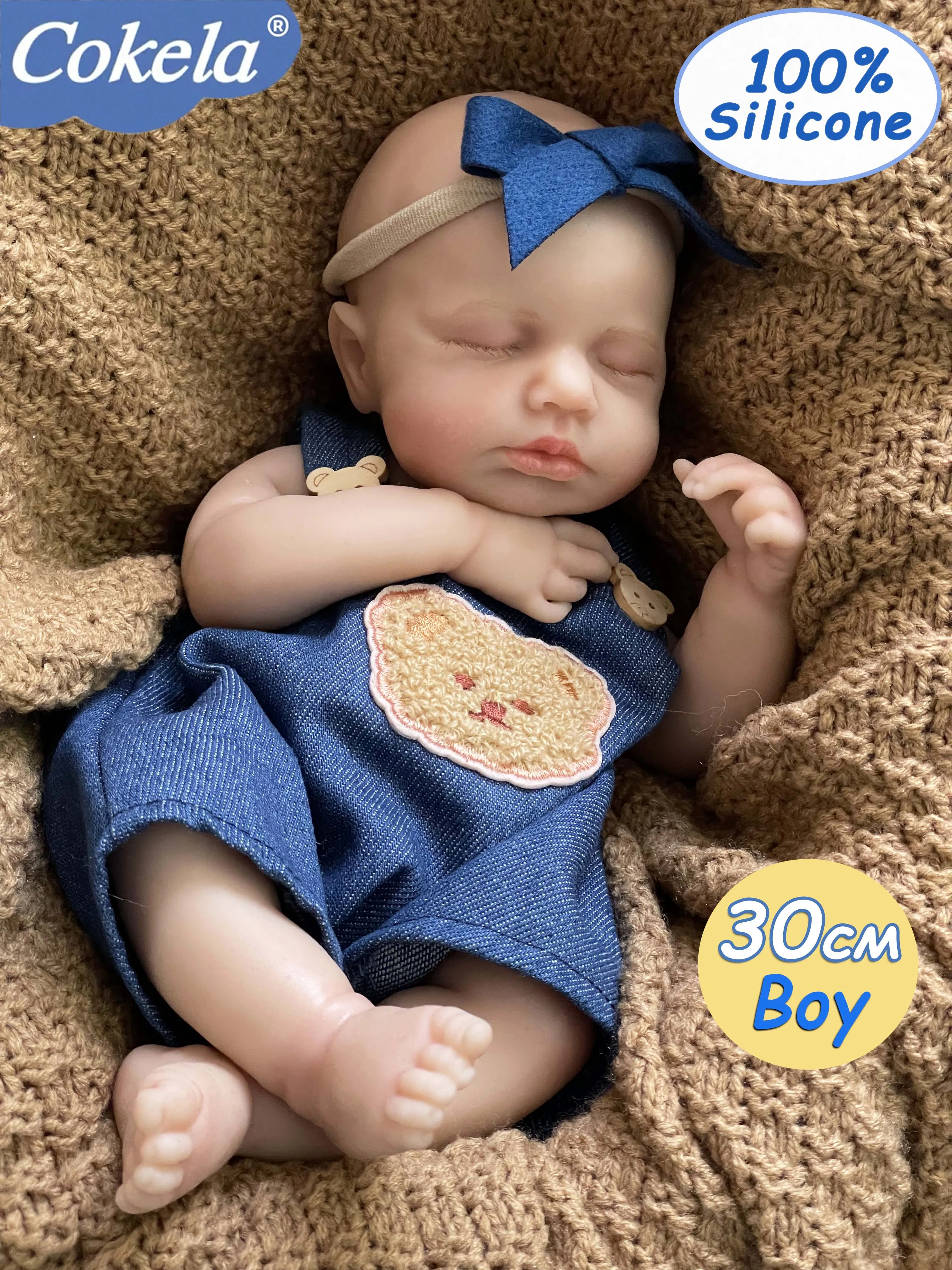 

Cokela 12-inch Full Solid Silicone Flexible Elastic Super Soft Cute Small Size Lifelike Reborn Baby Doll Boy