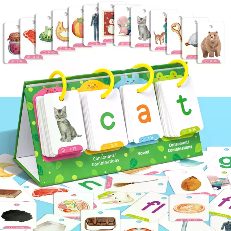 CVC Words Flashcards Phonics Flip Chart Word Builder Sight Words Activity Learning Tool Speech Therapy Special Education Kids