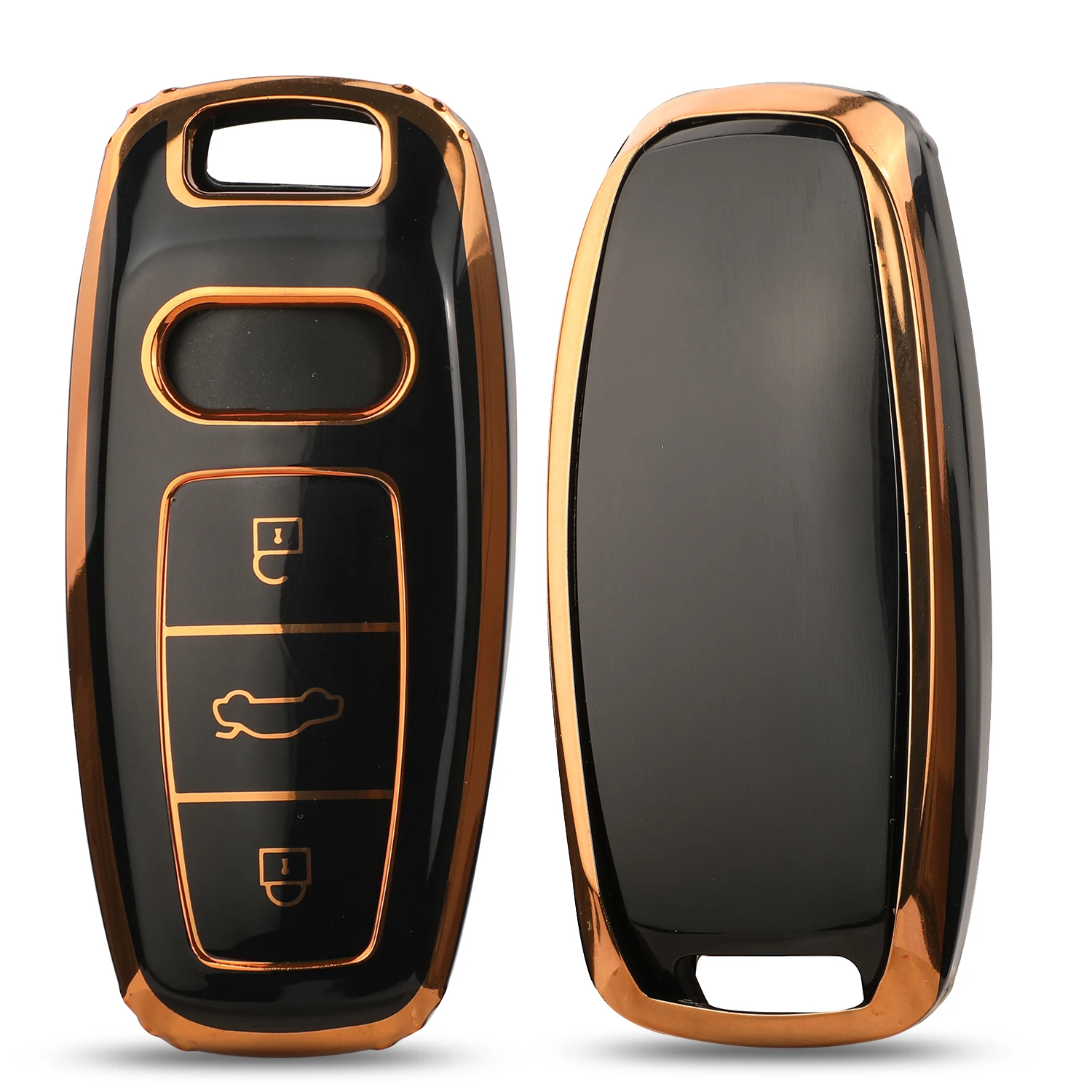 jingyuqin New Arrival TPU Car Key Shell Case Fob For Audi A6L A7 A8 C8 Q8 D5 2018 2019 Smart Key 3 Buttons