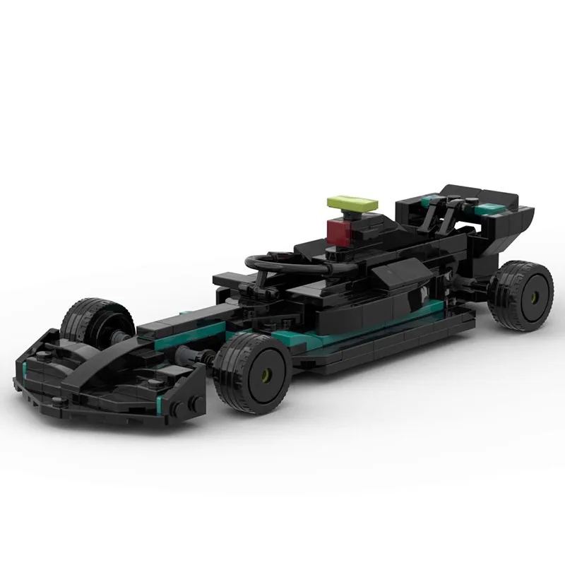 MOC- 139850   فورمولا F1 سيارة Supercar W14 اللبنات التعليمية مدينة بطل سباق الجسيمات الصغيرة تجميع نموذج لعبة طفل