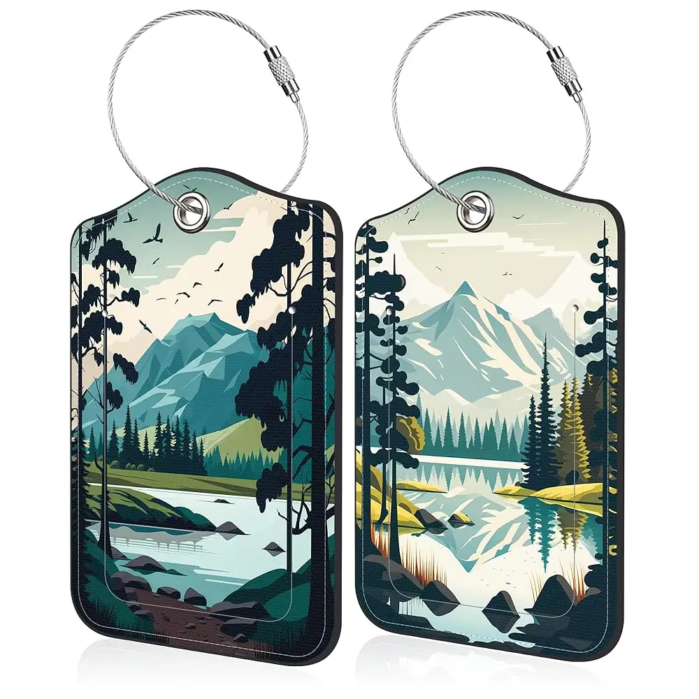 

Free ShippingMesmerizing Mountain Lake Scenery Luggage Tag for Suitcase 2 Pack Leather Luggage Tag with Privacy Flap Name ID Lab