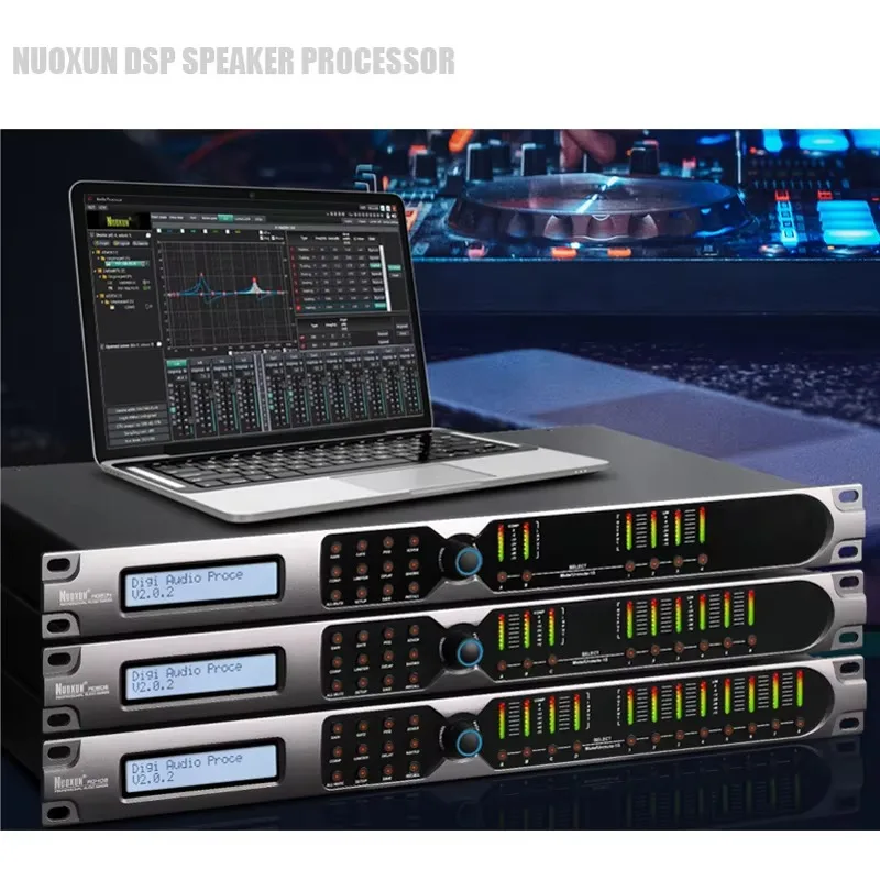 

2 Input 4 Output DSP Audio Processor 48K Sampling Rate 2X4 Speaker Management 11PEQ Professional Drive Rack Software Control