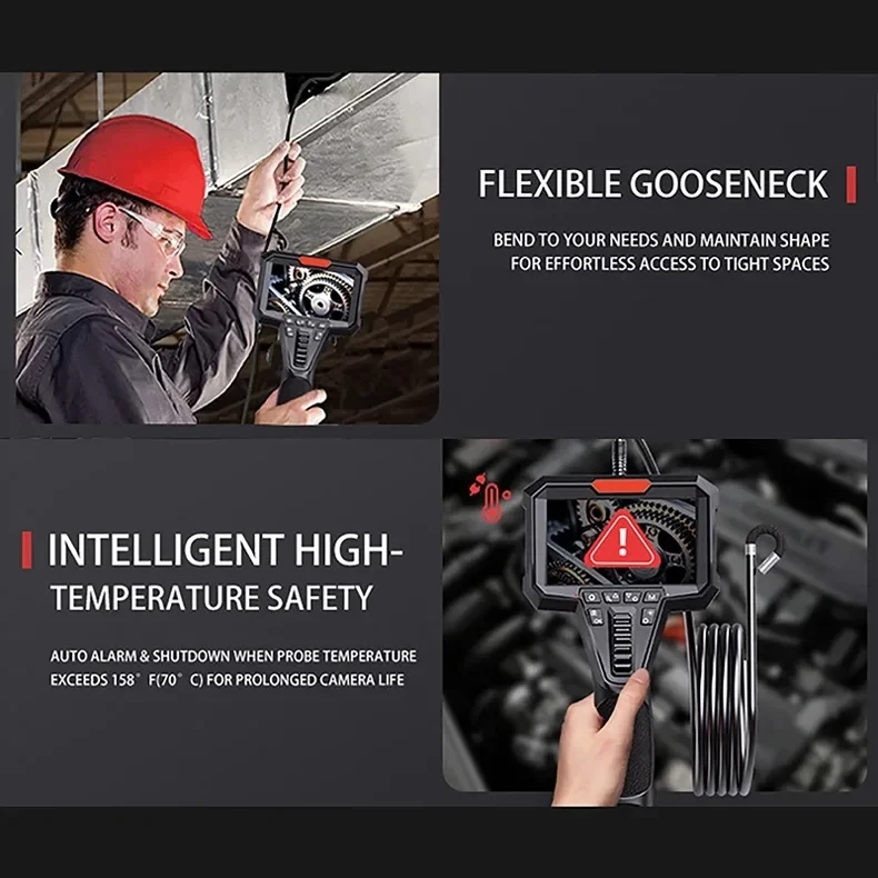 3.9mm/6.2mm Two-Way Articulating Endoscope With 4.3 Inch HD 1080P Steering Industrial Borescope For Engine Sewer Inspection