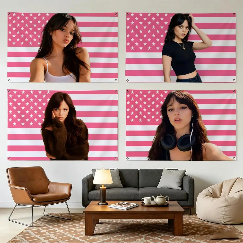 Jenna Ortega Singer Trendy Flags Wall Hanging Outdoor Garage Room Decorative fashion gift Background