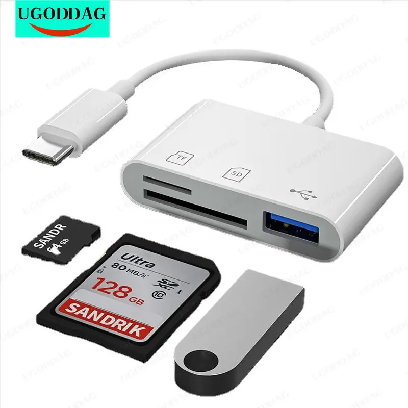 Type-C Micro USB TF CF SD Card Reader OTG Writer ขนาดกะทัดรัดสำหรับ IPad Pro สำหรับ Macbook USB C Cardreader