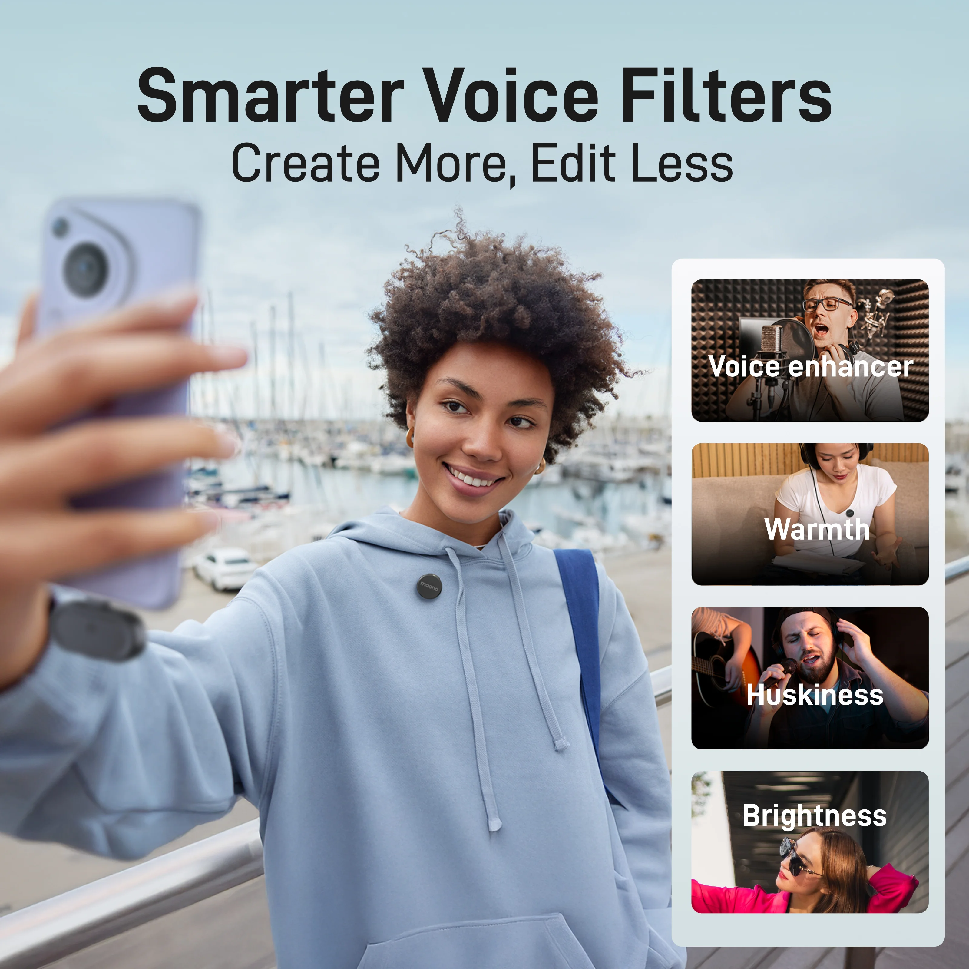 maono Wave T5 Wireless Lapel Microphone Mini Voice Filter Noise Cancellation for Video Recording Streaming fit for Phones Camera