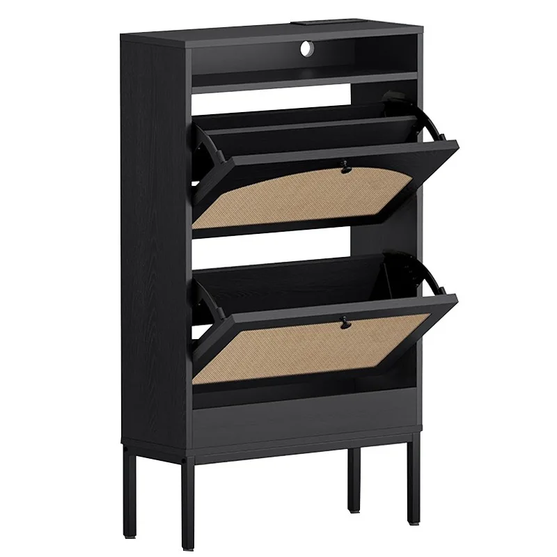 Tipping bucket shoe cabinet, second bucket entry porch, narrow cabinet, retro entry door shoe rack steel cabinet foot