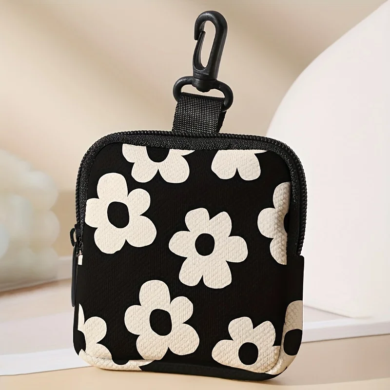 1 small flower pattern printed large capacity coin wallet, digital printed coin wallet storage bag, ideal choice for gifts