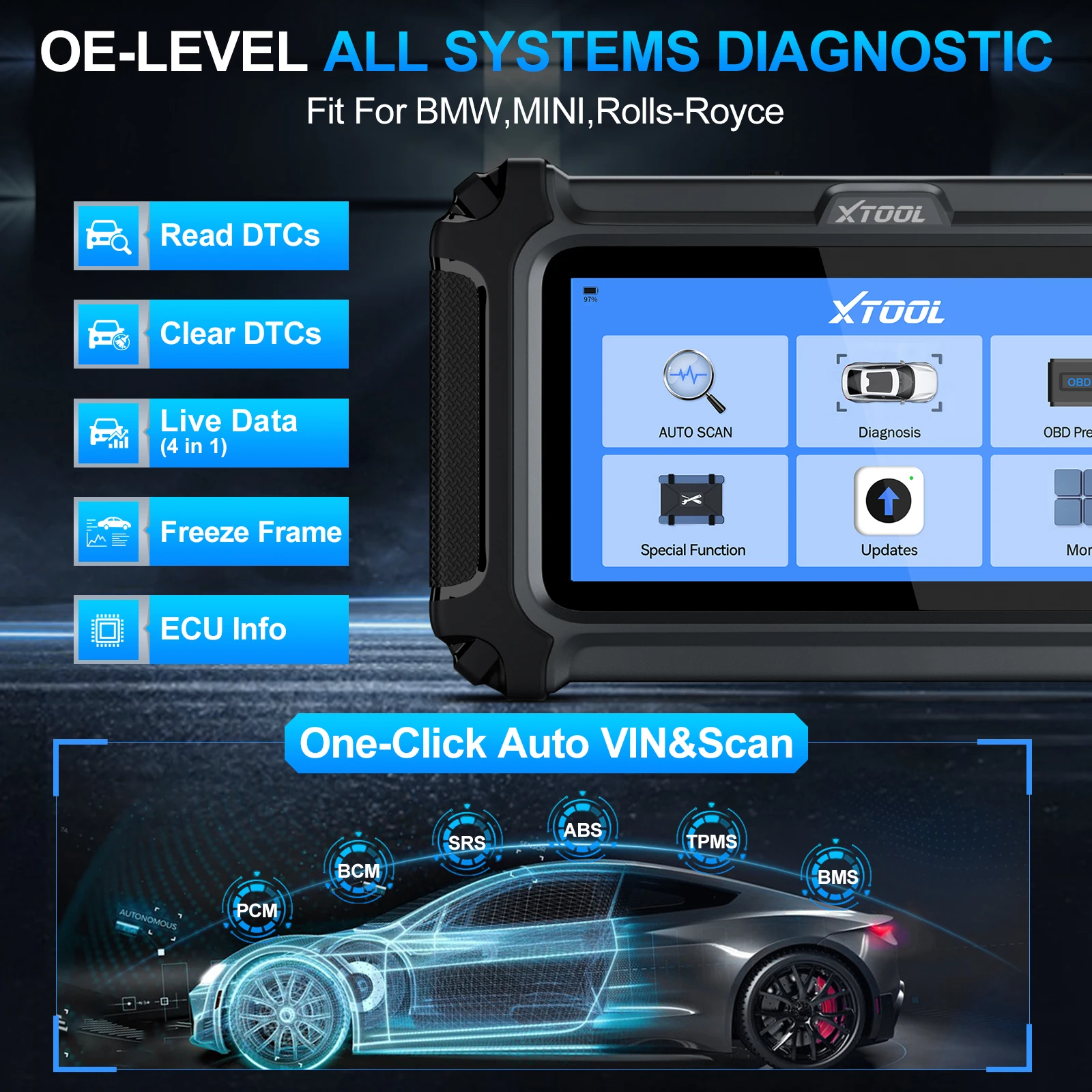 XTOOL IP500-BMR Active Test OBD2 Scanner,For BMW, MINI,And Rolls-Royce,ECU Coding ,23+Services ,Lifetime Free Update Scan Tool