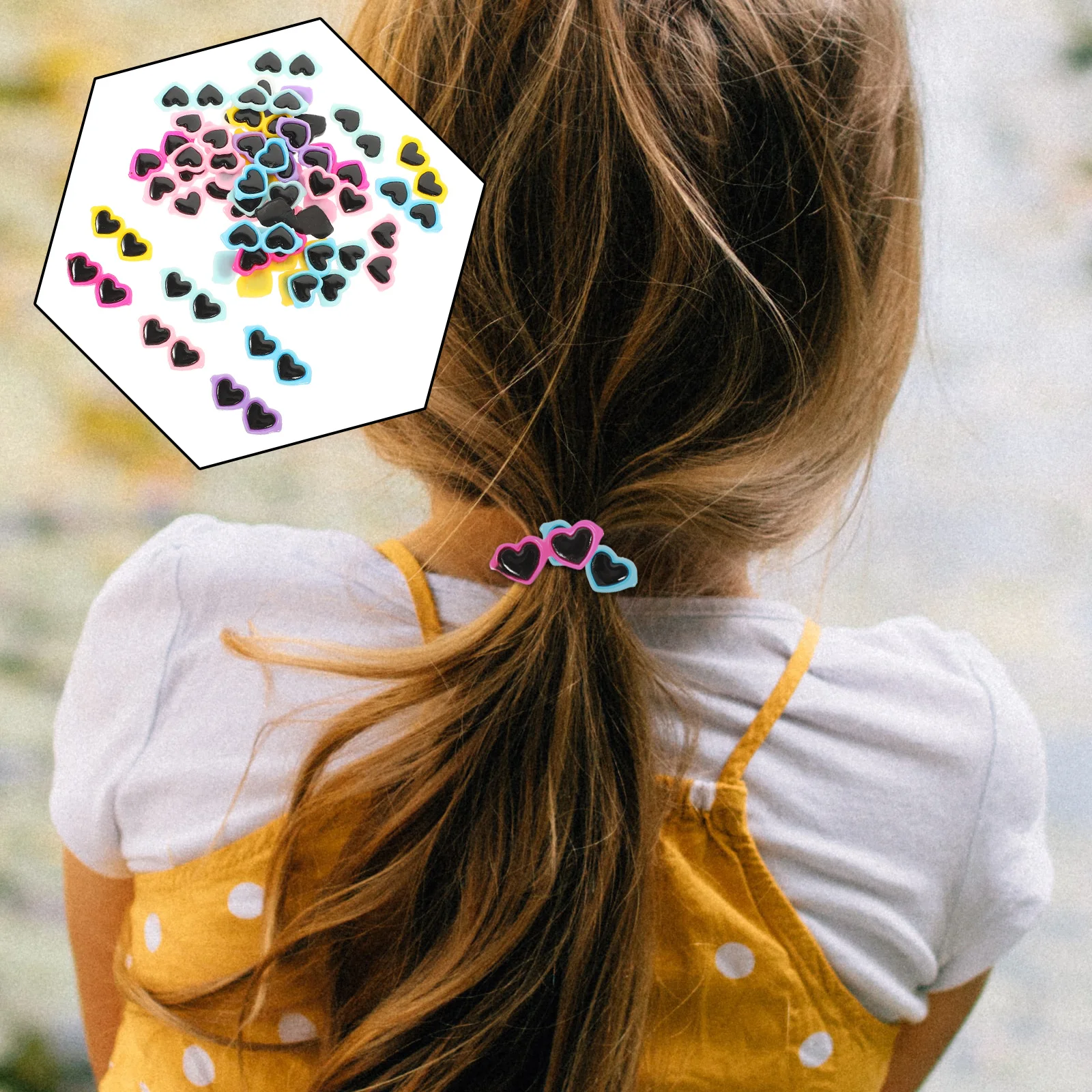 

40pcs Mini Heart Sunglasses Resin Charms Diy Hairpin Decorative Accessories For Phone Case Jewelry Making Craft Supply