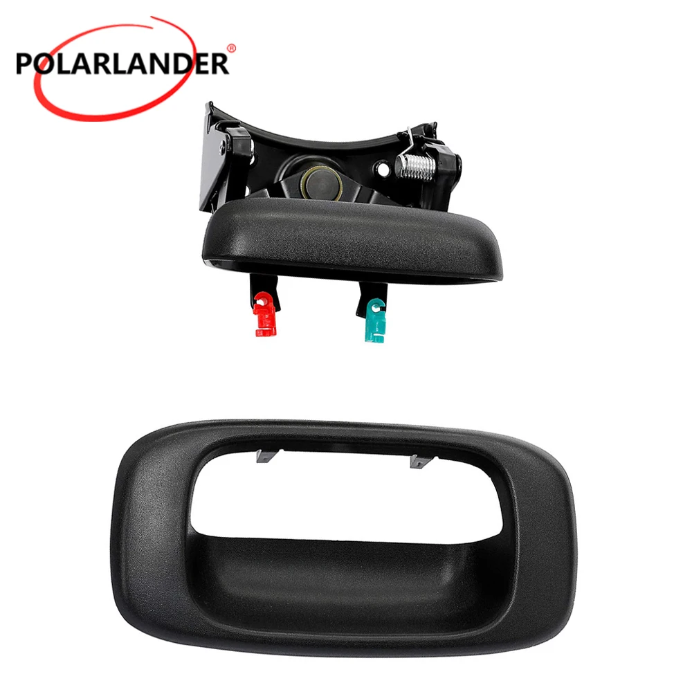 Tailgate Handle Latch with Bezel Trim & Rod Clips for 1999-2007 Silverado Sierra 1500 2500 3500 Pickup Truck Accessories