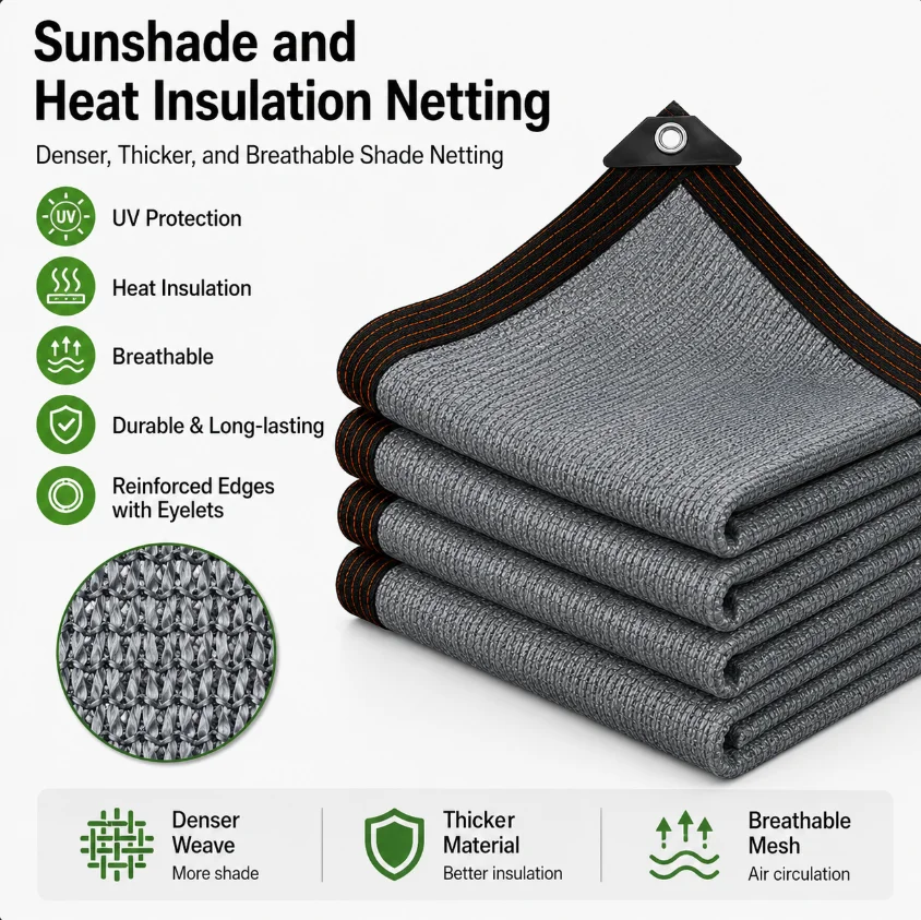 Shade Net Garden Shade Net with Eyelets Awning 85%-90% UV-Resistant Sun Protection for Plants Greenhouse Barn Outdoor Yard