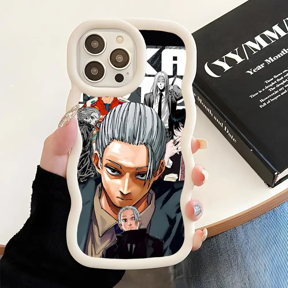 

Sakamoto Days Taro Phone Case for iPhone 17 16 15 14 13 12 11 Air Pro Max Plus White Soft TPU Wavy Edge Cover