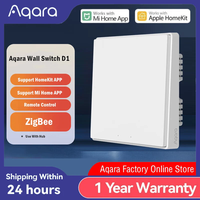 

Настенный переключатель Aqara D1 ZigBee, кнопка умного выключателя света, пульт дистанционного управления для умного дома, пожарный провод с/без нейтрали для Mi Home Homekit