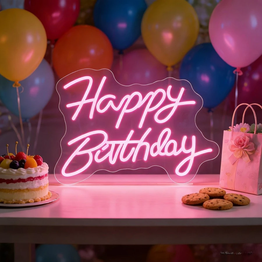 ハッピーバースデーネオンライトサインusb調光ledネオンサイン寝室リビングクラブバーマンケーブパーティーギフト壁飾り