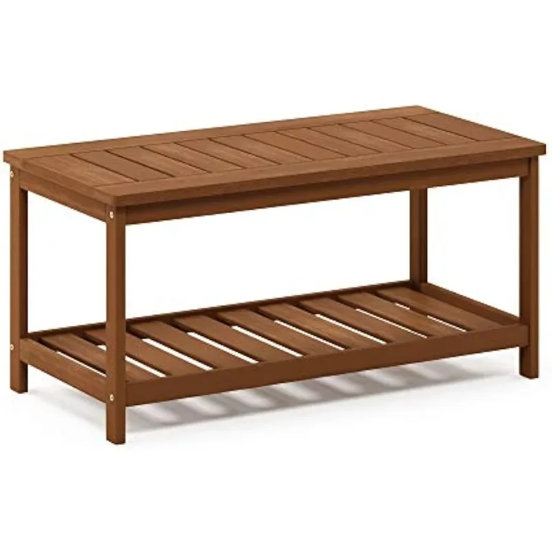 

Tioman Hardwood Patio Furniture 2-Tier Coffee Table in Teak Oil, Natural