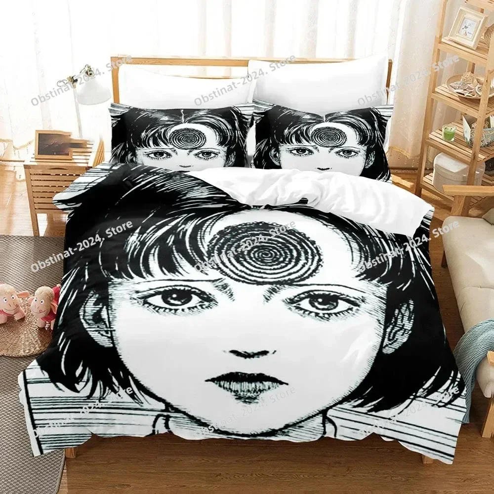 

3D Printed Junji Ito Manga Bedding Set Printed Bed Set With Pillowcase Bed Duvet Cover Soft Single Double Queen Super King Size