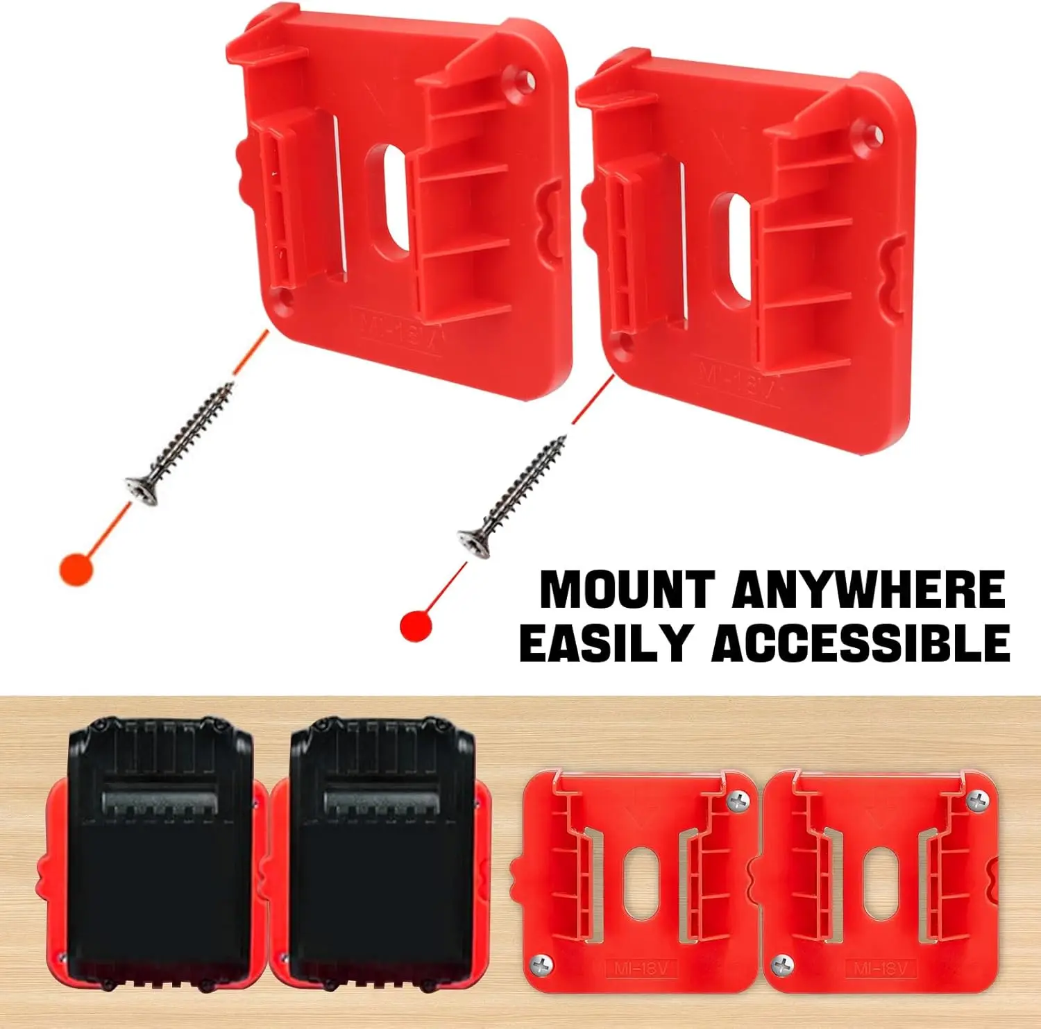 Imagem -04 - Suporte da Bateria Compatível com Milwaukee M18 Doca da Bateria Montagem na Parede Armazenamento para Van Prateleira 18v