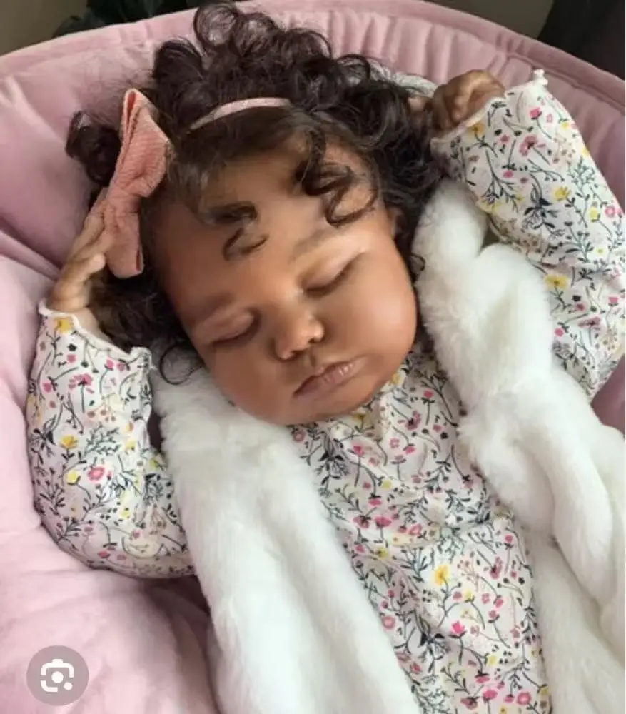 25inch Sleeping Baby Reborn Doll 7 Month Tanned SkinTone Mixed Blood Baby