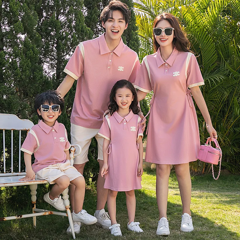 

Josaywin Mother Kid Family Clothing Sets Daughter Father Polo T-shirt Family Look Outfits Parent-child Wear Summer Clothing Sets