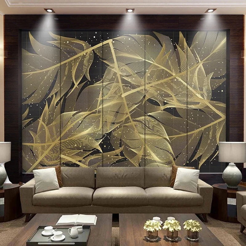 

Custom Wall Mural Creative Modern Nordic Light Luxury Gold Leaf 3D Wallpaper Living Room TV Bedroom Background Home Decor Fresco