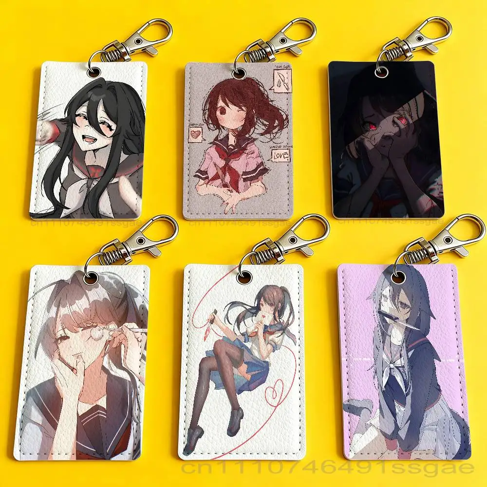 

Y-Yandere A-Ayano Aishi Card Holder Keychain Badge Holder Card Pass Hang Rope Lariat Lanyard for Key Rings Accessories Gift