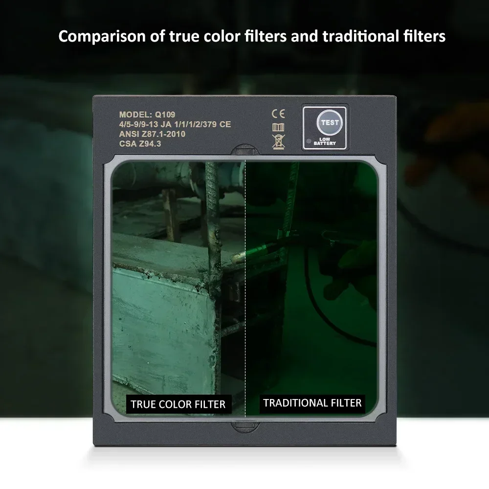 Solar Charging Automatic Dimming Welding Mask Large View True Color Welding Facemask 130℃ Resistant Auto Darkening Weld Facemask