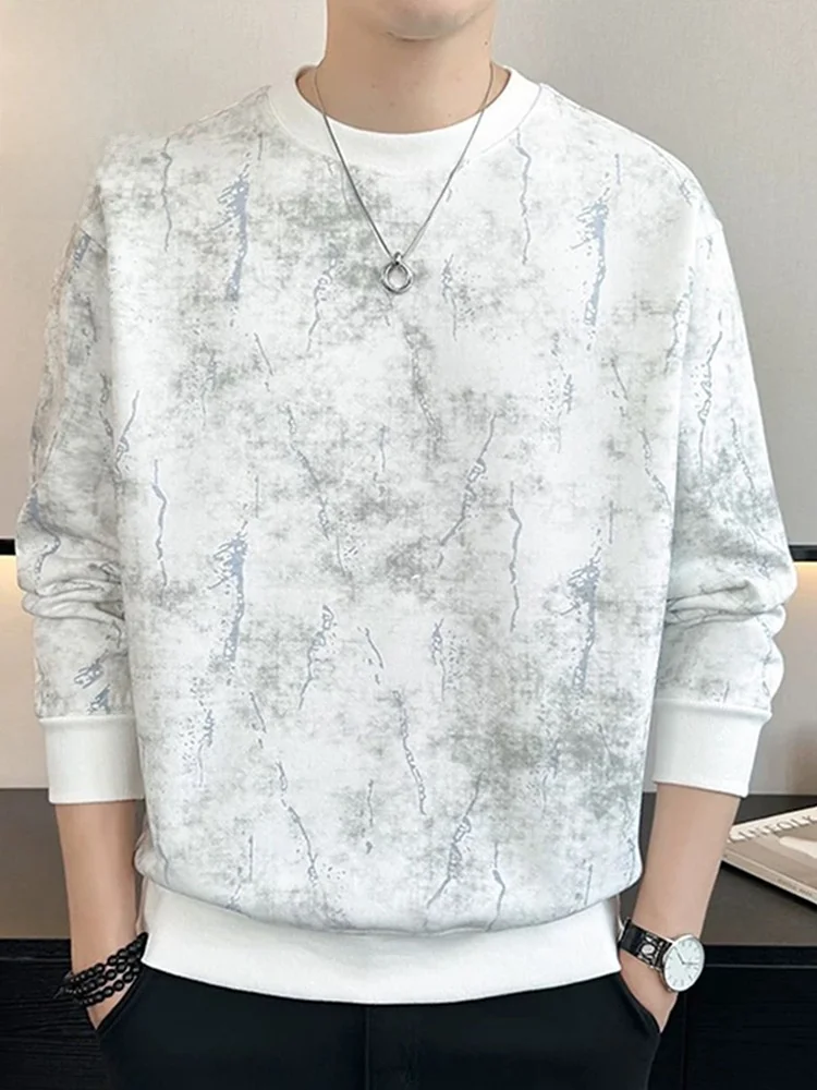 

Мужская толстовка с эффектом тай-дай, свободного кроя, повседневная, базовая, весенняя, модная, с круглым вырезом, длинным рукавом, молодежная, из хлопка и полиэстера