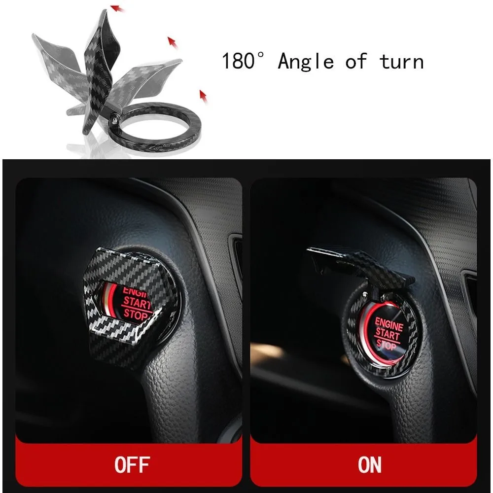 غطاء أزرار محرك السيارة الداخلي المضاد للخدش، غطاء معدني لاصق لحماية الإشعال، غطاء مفتاح إيقاف التشغيل المزخرف