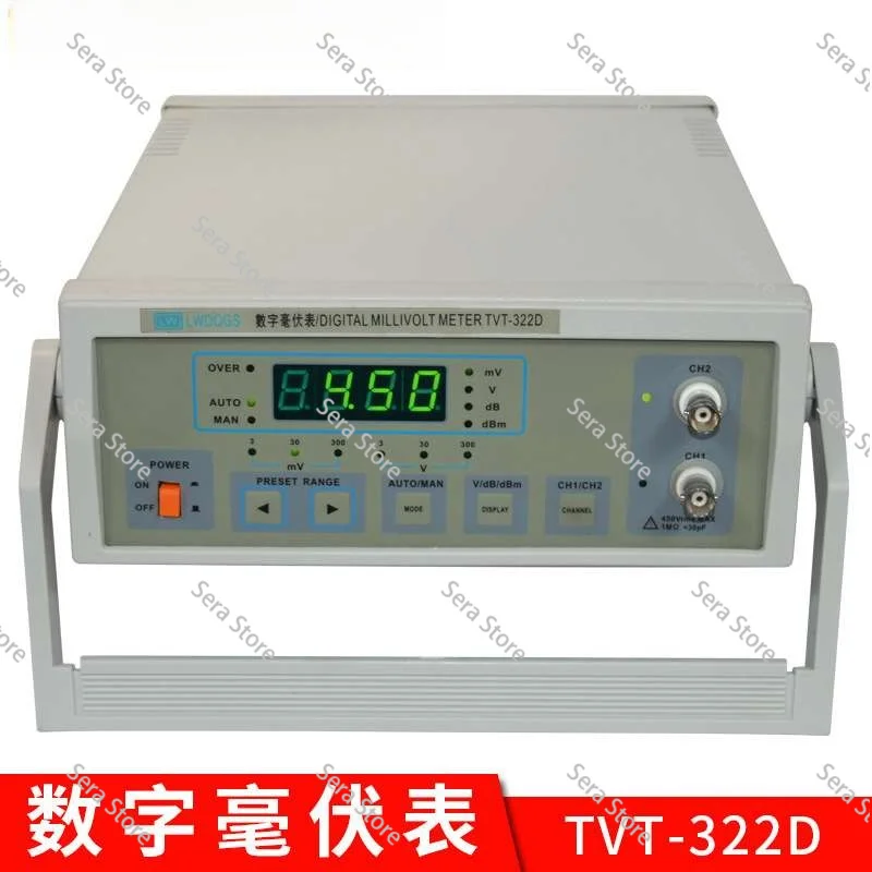For TVT-322D Digital Millivoltmeter, Manual Auto Compact 2HZ-2Mhz 300V Pointer AC Digital Millivoltmeter Reading Detector