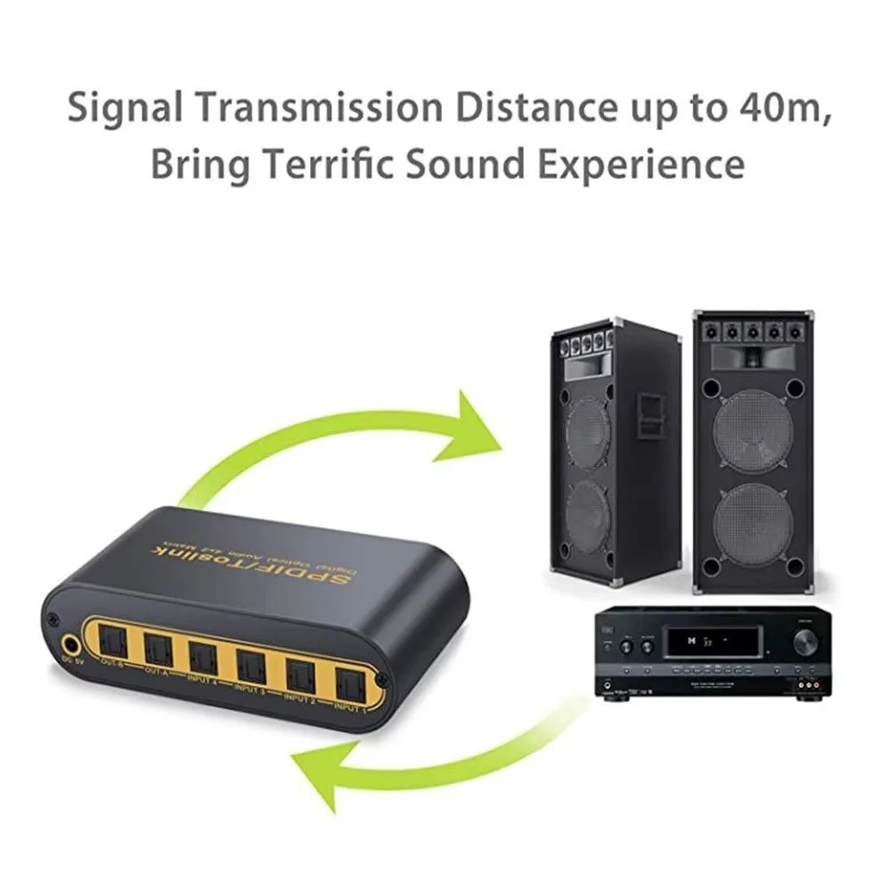 SPDIF مفتاح مصفوفة الصوت 4In 2 خارج محول الفاصل المحوري البصري الرقمي يدعم DTS HD Dolby AC3 DSD مع جهاز التحكم عن بعد