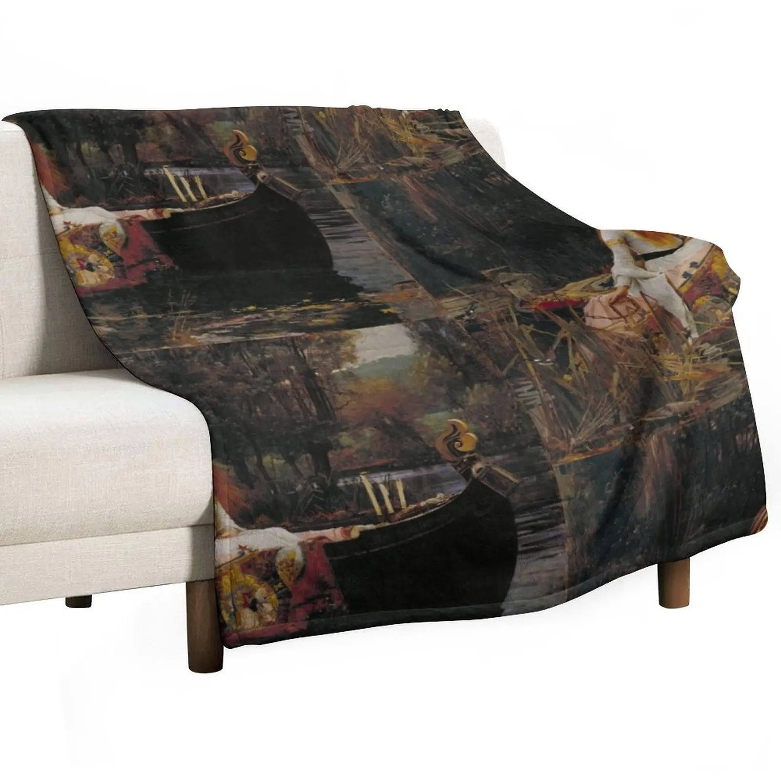 

The Lady of Shalott (John W. Waterhouse) Throw Blanket Decorative Sofa Softest Beach Luxury Designer Blankets