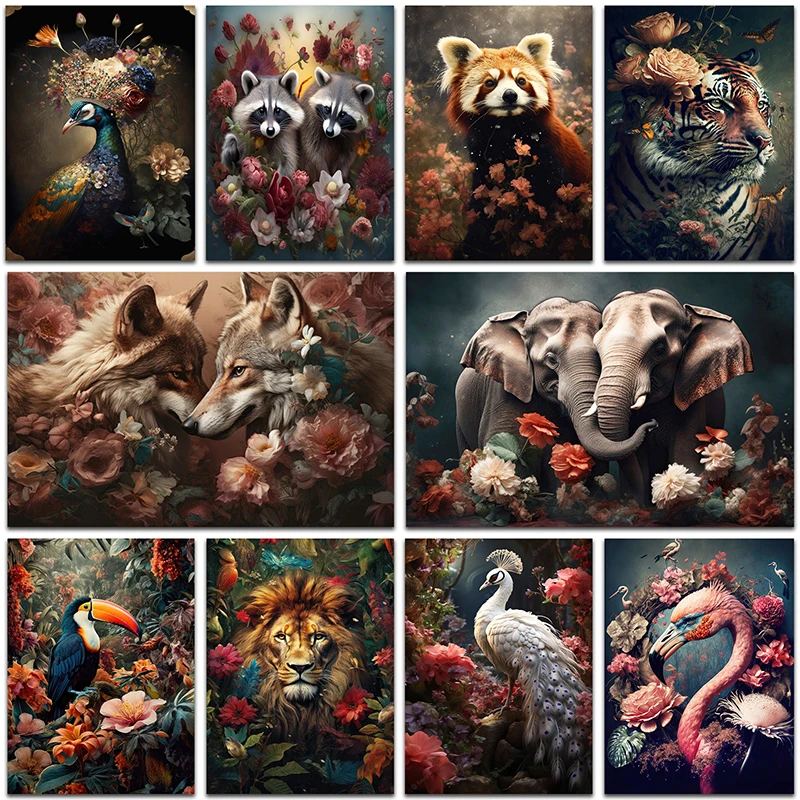 

5D DIY Diamond Painting Flower Animal Fox Flamingo Tiger Lion Home Decoration Full Square&Round mosaic embroidery Cross stitch