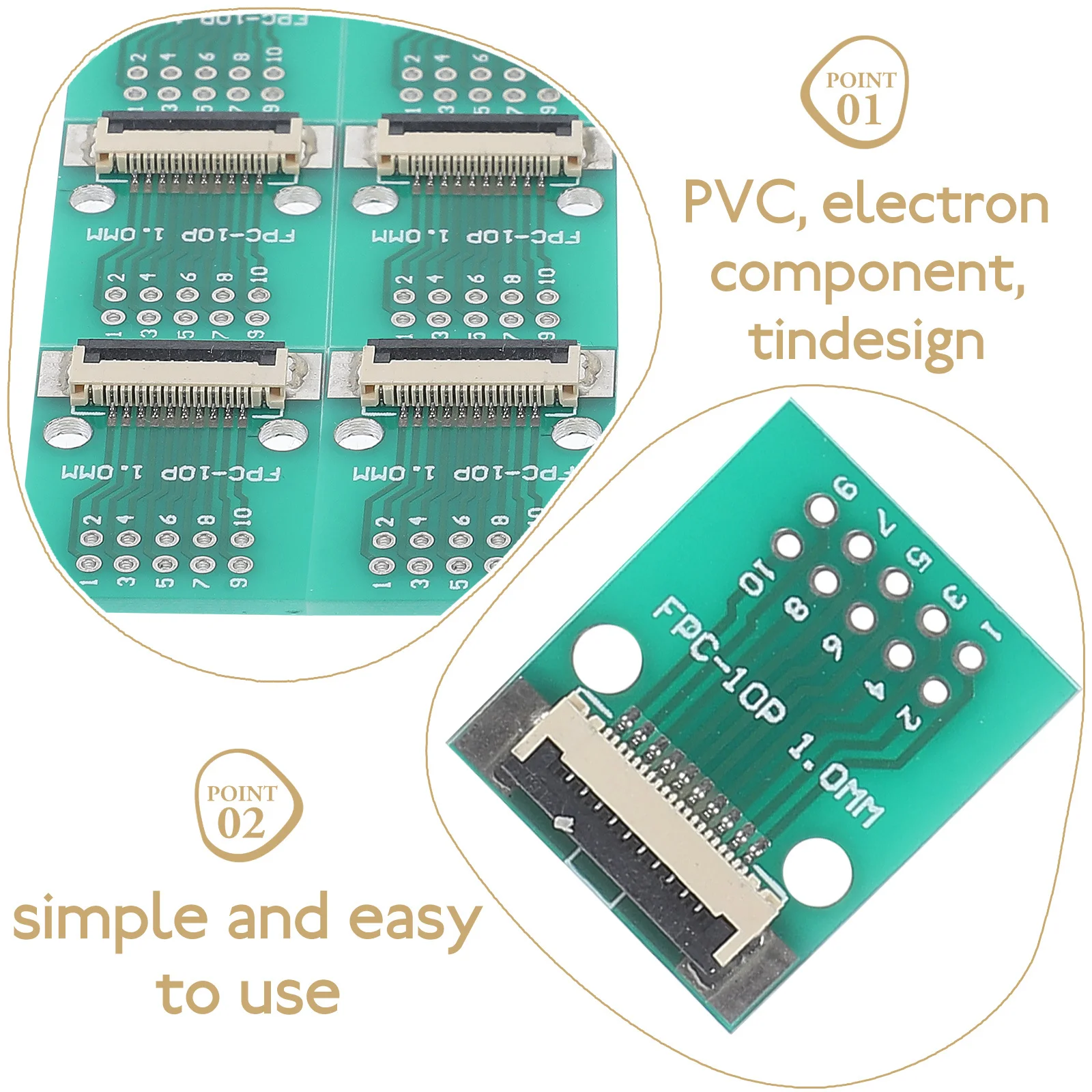 

10Pcs Fpc Converter Board 10p Durable PVC Material Easy Installation Compatible 10p Fpc Boards Cables Flat Cable Adapter Digital