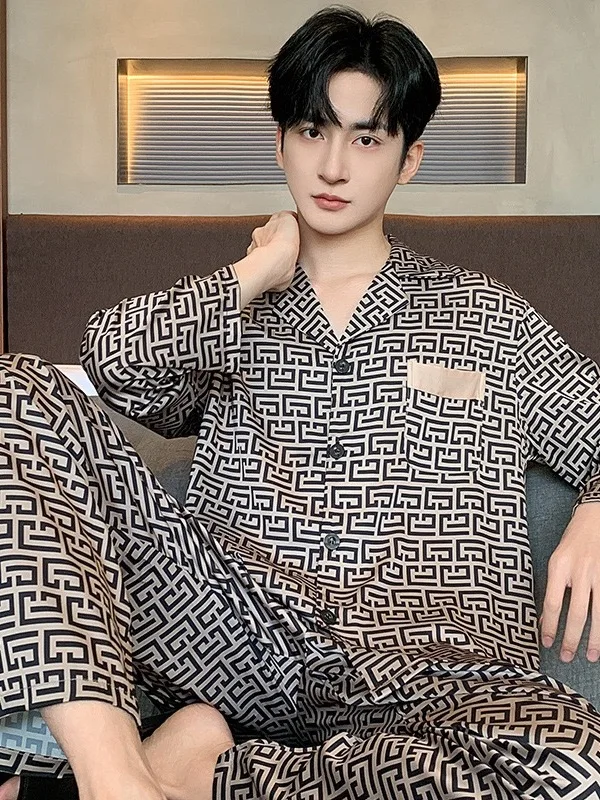 elegant-ice-silk-long-sleeve-sleepwear-set-for-men-loose-fit-comfortable-plus-size-spring-autumn-new-style-outwear-home-wear