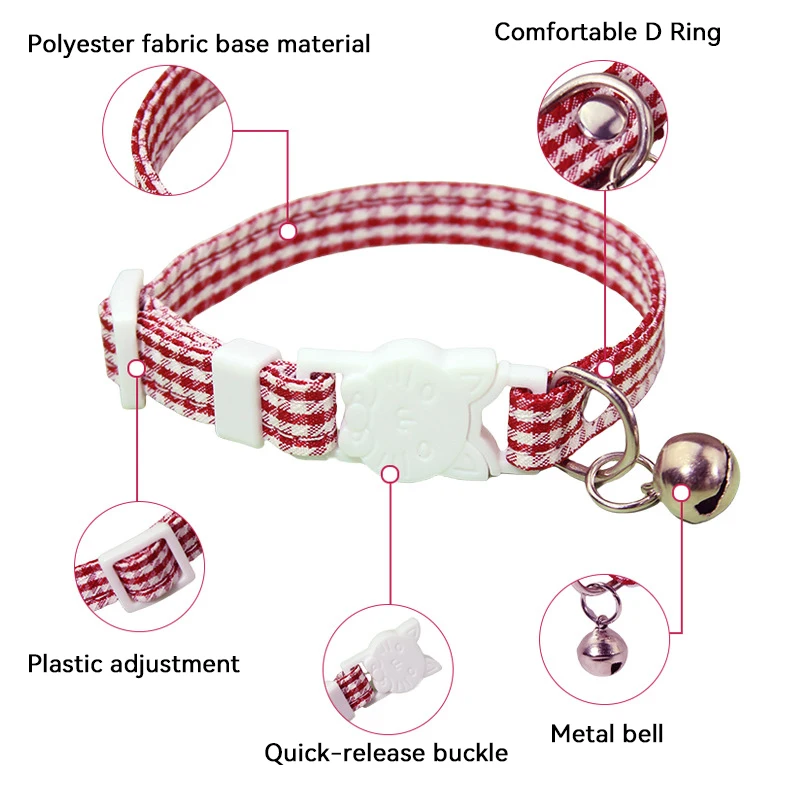Adjustable Elastic Cat Collar with Bell Small Dog Kitten Mesh Safety Necklace Pet Supplies Kitten Accessories - view 3