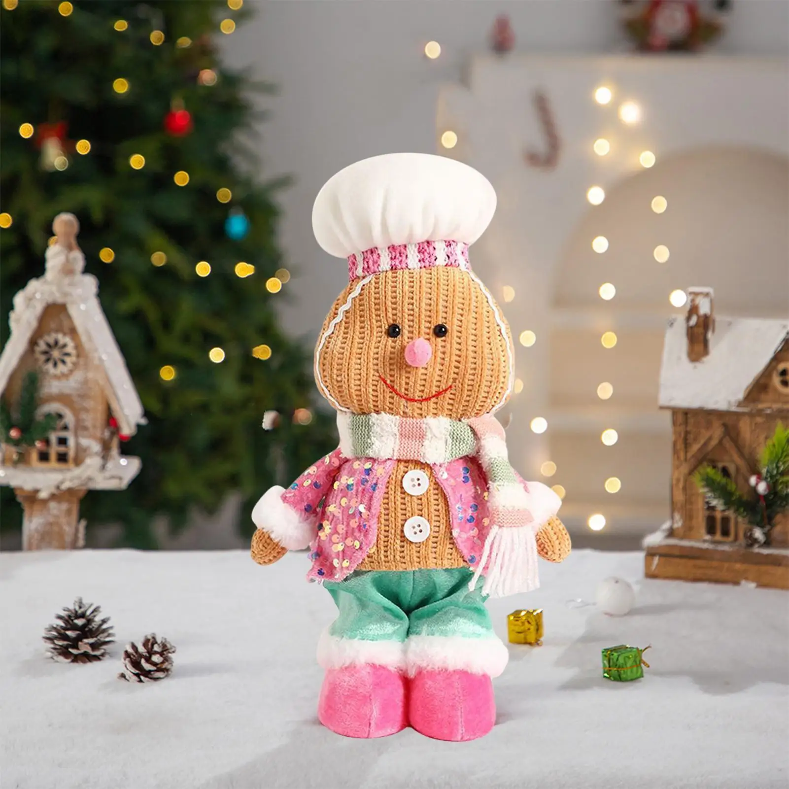 Gingerbread Man Plush Christmas Gingerbread Plush Stuffed Toys Huggable Soft Doll Home Decoration for Toddler Kids Teens Family