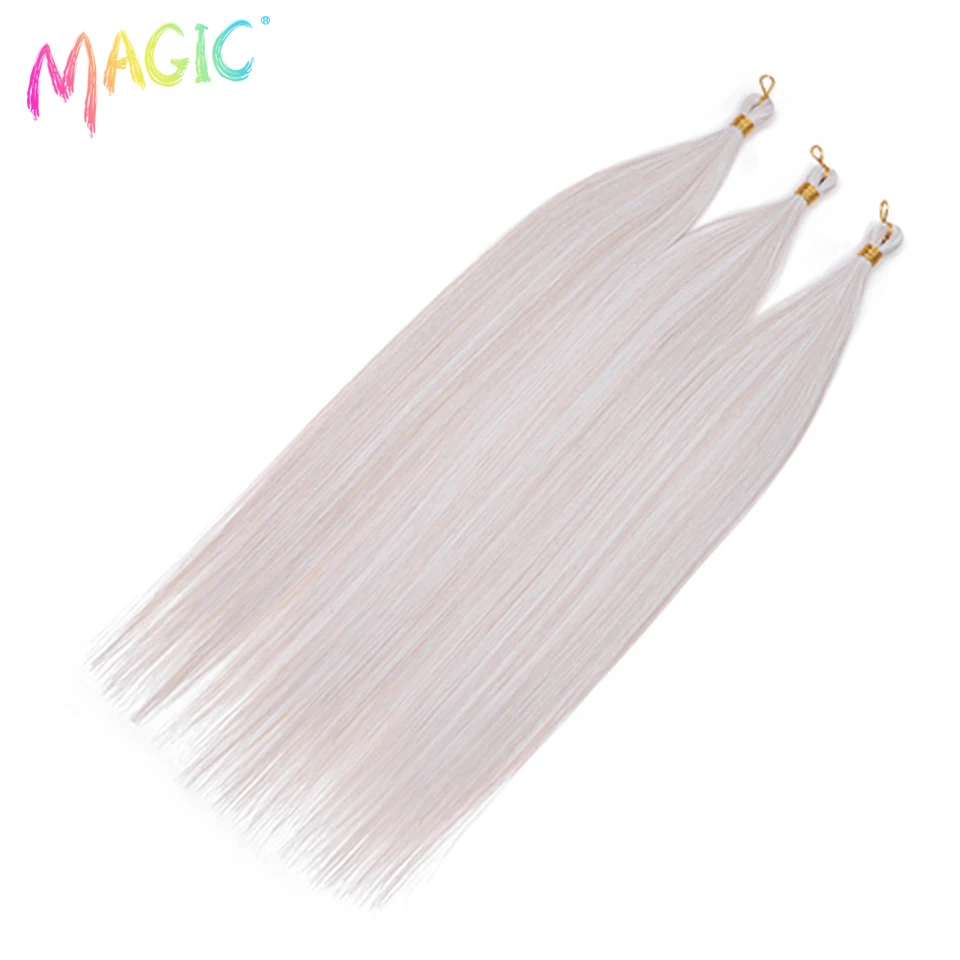 Magic Ariel-Extensions Capillaires Synthétiques Lisses en Forme de Poney, Tresses au Crochet Ombrées, 28 Pouces