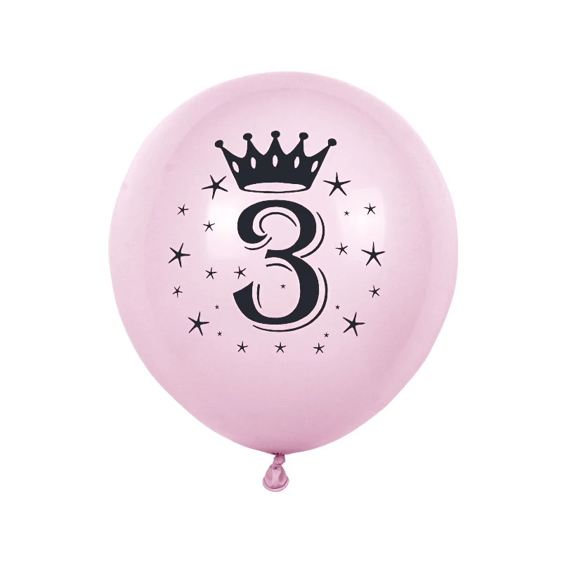 어린이 생일 핑크 풍선, 크라운 번호 1, 2, 3, 4, 5, 6, 7, 8, 9 세, 소년 소녀 생일 파티 장식 풍선, 10 개