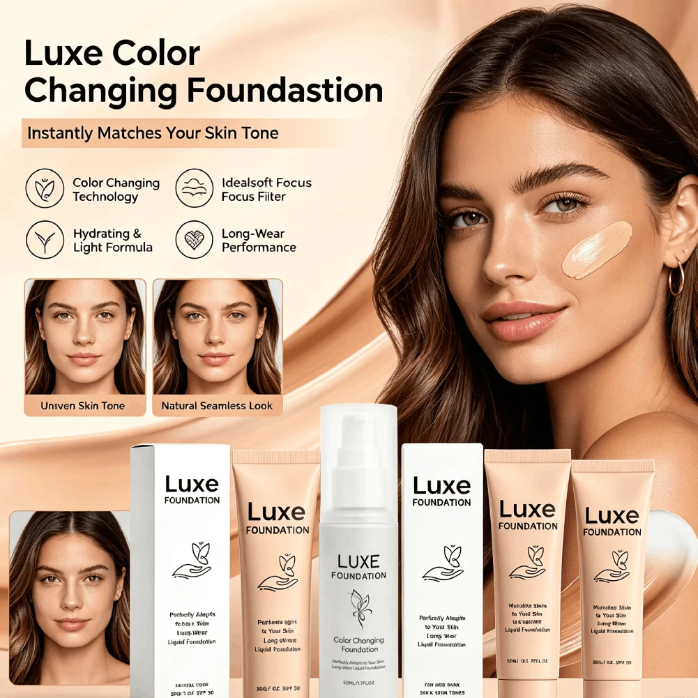 LUXE Temperature Sensitive Color Changing Liquid Foundation Face Primer Light-Weight Sunscreen Makeup Natural Long Lasting Beaut