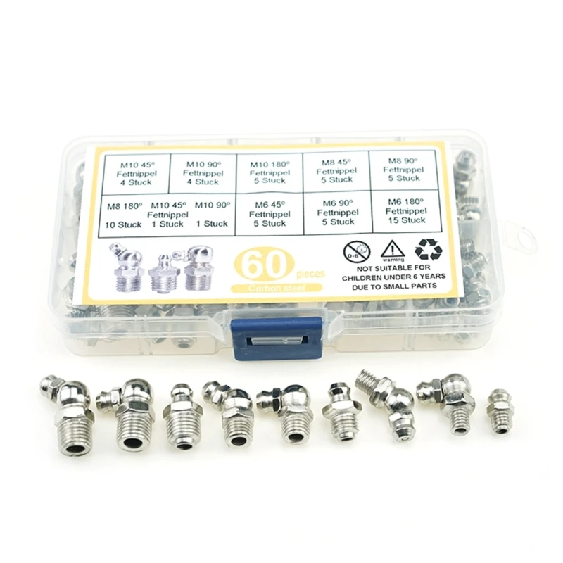 Steel Lubricating Nipples set Essential Screw Set Lubrication Nipples Assortment