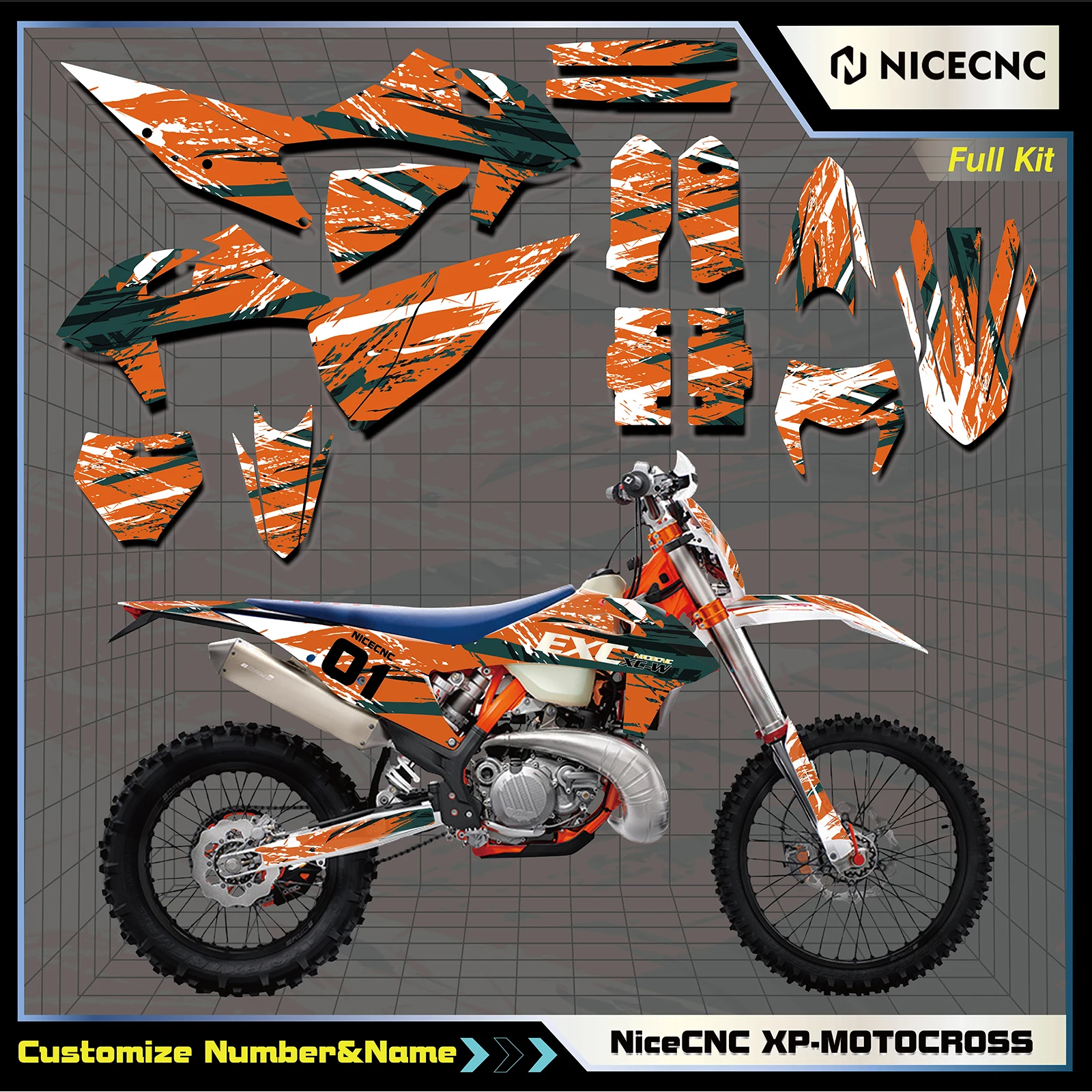 

NiceCNC For KTM EXC300 EXC XC-W 125 250 300 350 400 450 500 2020 2021 2022 2023 Motorcycle Graphics Background Decals Stickers