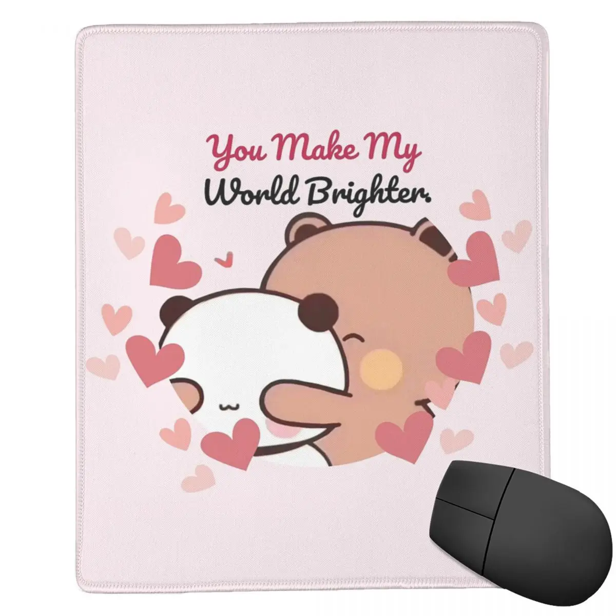 Panda Bear And Brownie True Love 7x9 in 22x18 cm Mouse Pad Computer Keyboard Mouse Mat Gaming PC Laptop Desk Mat