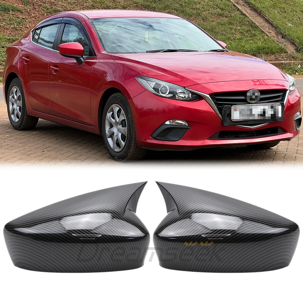 

LH+RH Rearview Side Wing Mirror Cover Fit For Mazda 3 Axela 2014-2018, Mazda 6 Atenza 2017-2021 Carbon Fiber Style Effect Trim