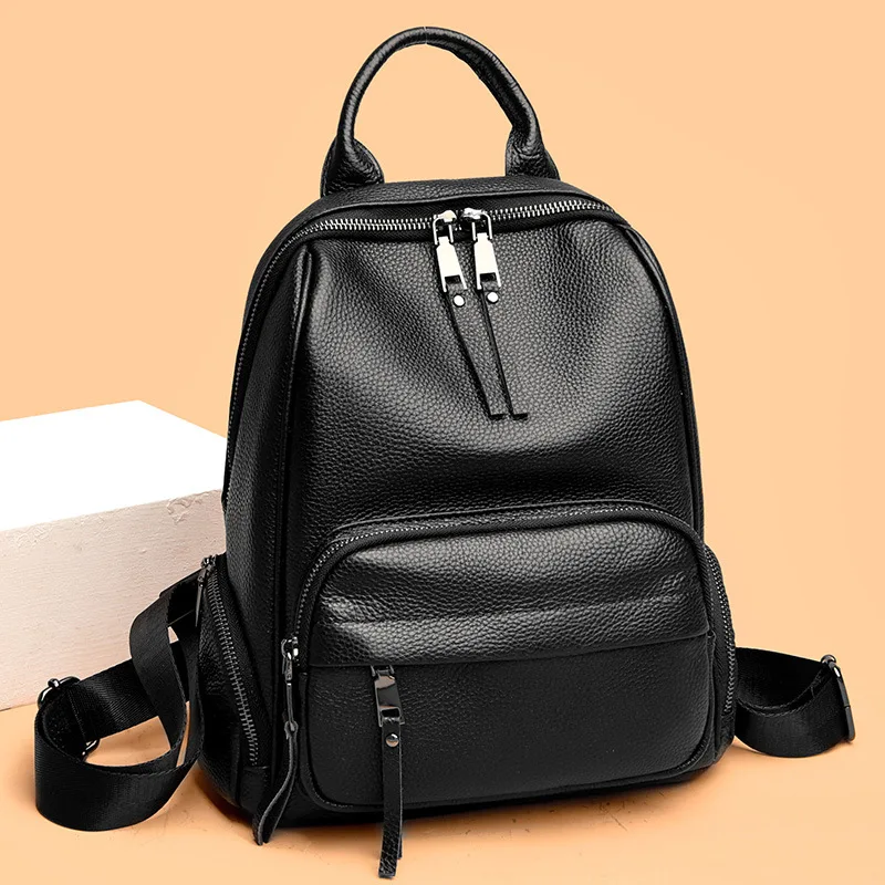 

Genuine Leather Women's backpack New Fashion Trendy Soft cowhide backpack for lady large capacity travel commuting backpack
