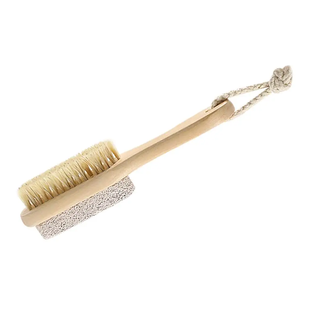 Wooden Handle Foot Stone Callus Brush Pumice Exfoliating Scrub Remover Kit for Dry Hard Skin Care