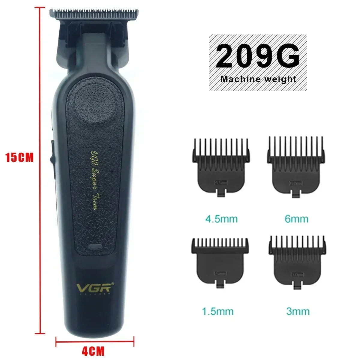VGR V-995 Electric Hair Clipper for Men Metal Leather Body Household Oil Head Carving LED Digital Display Hair Trimmer - view 6